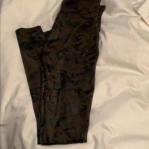 Camo faux leather spanx
